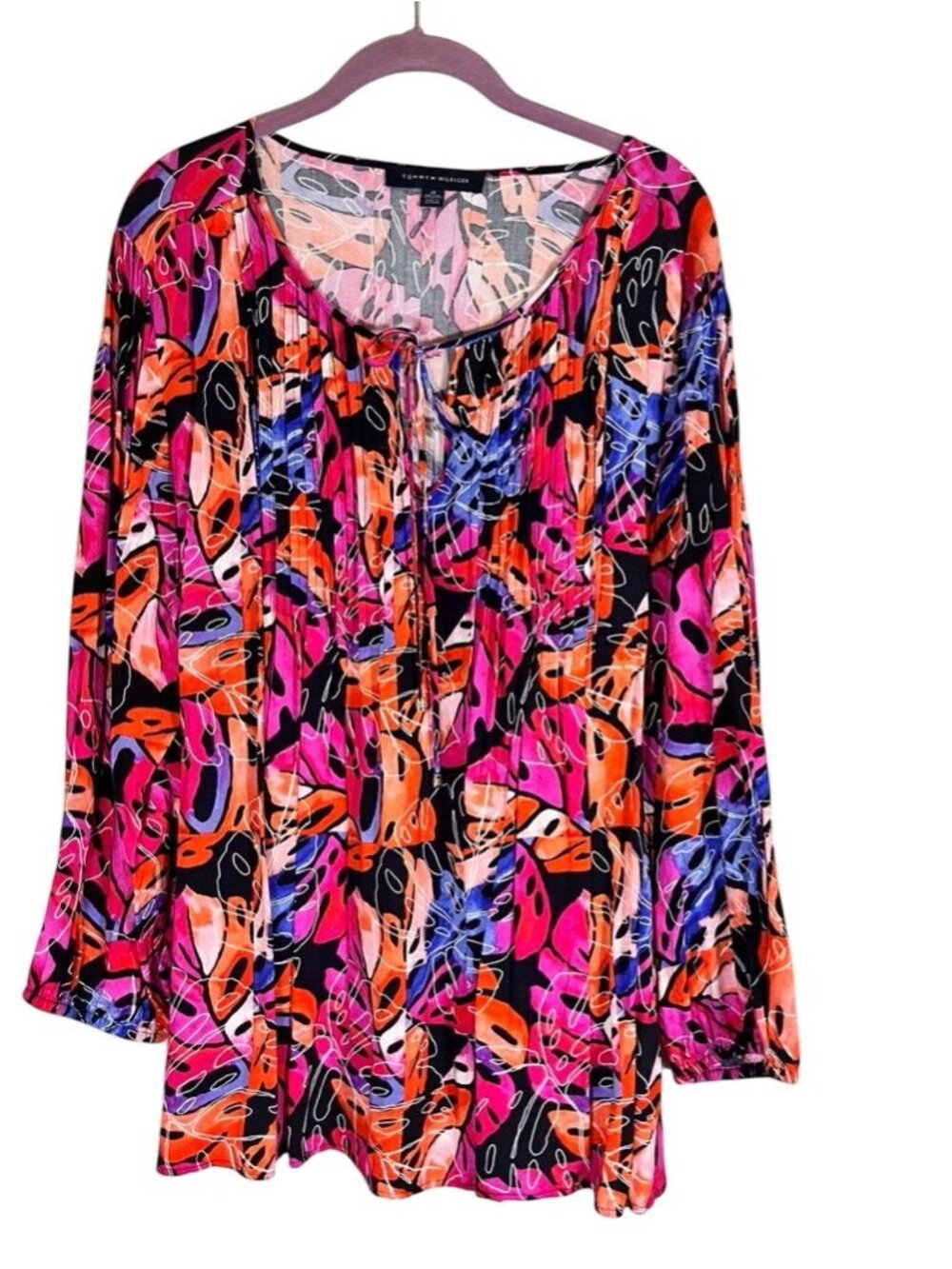 Colorful Floral Tunic Top 2X Resort Preppy‎ Coastal Artsy Festival Chic Classic